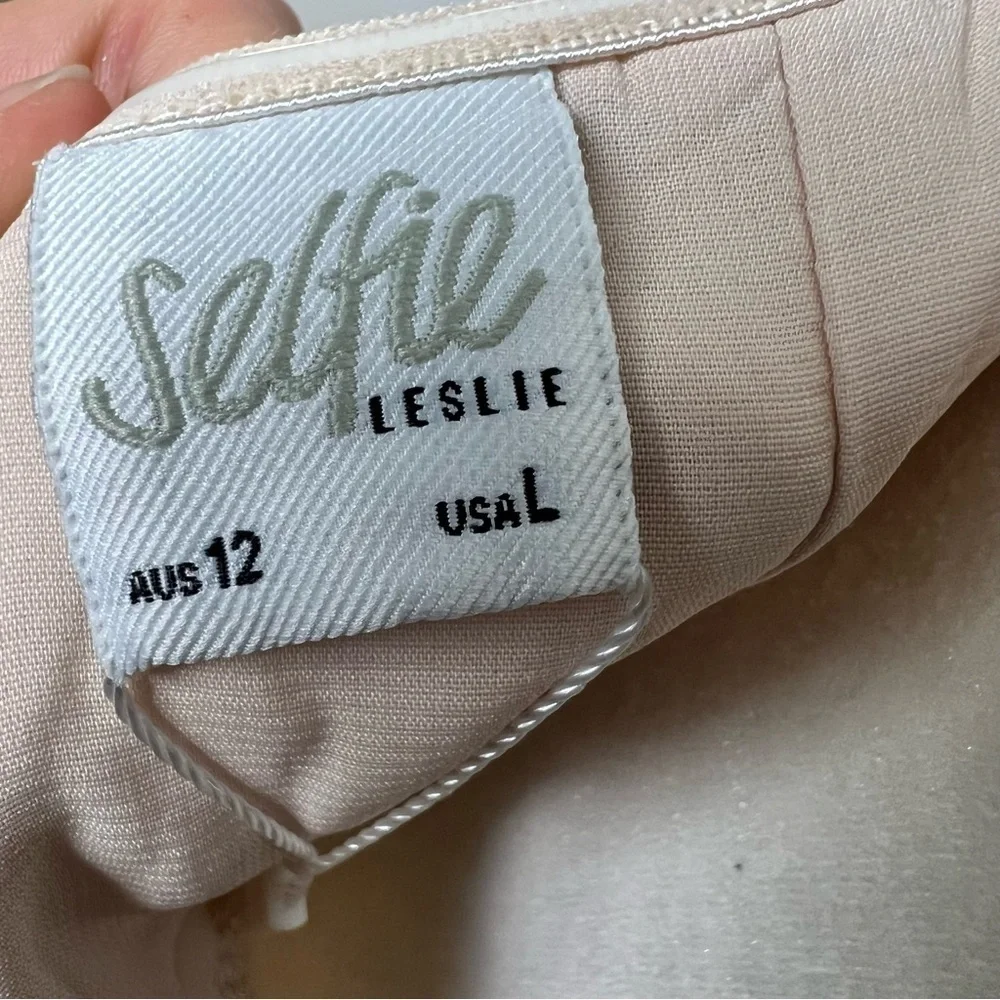 Selfie Leslie dress womens large Halter Draping Champagne Color Romantic - Picture 7 of 10